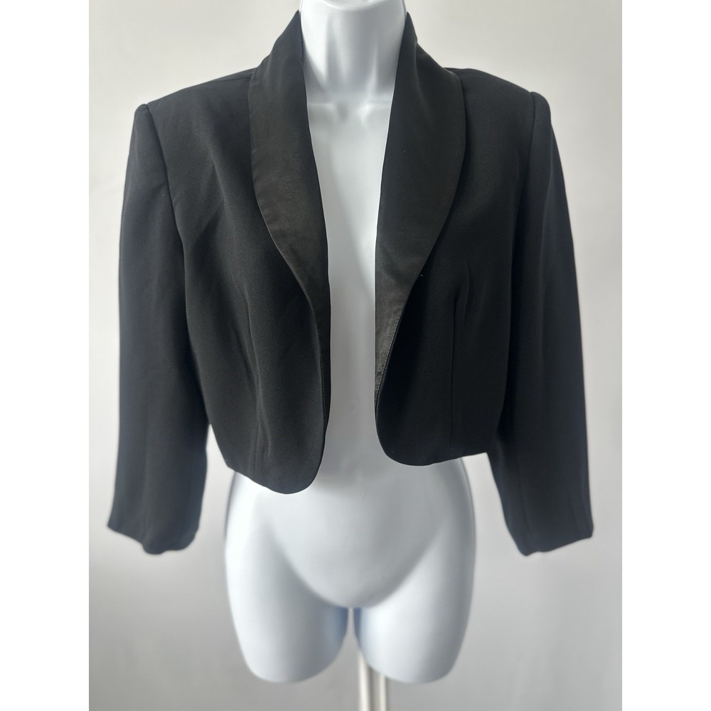 VTG Andrea Polizzi for Rex Lester Women's M Black Cropped Tuxedo Blazer (b64)